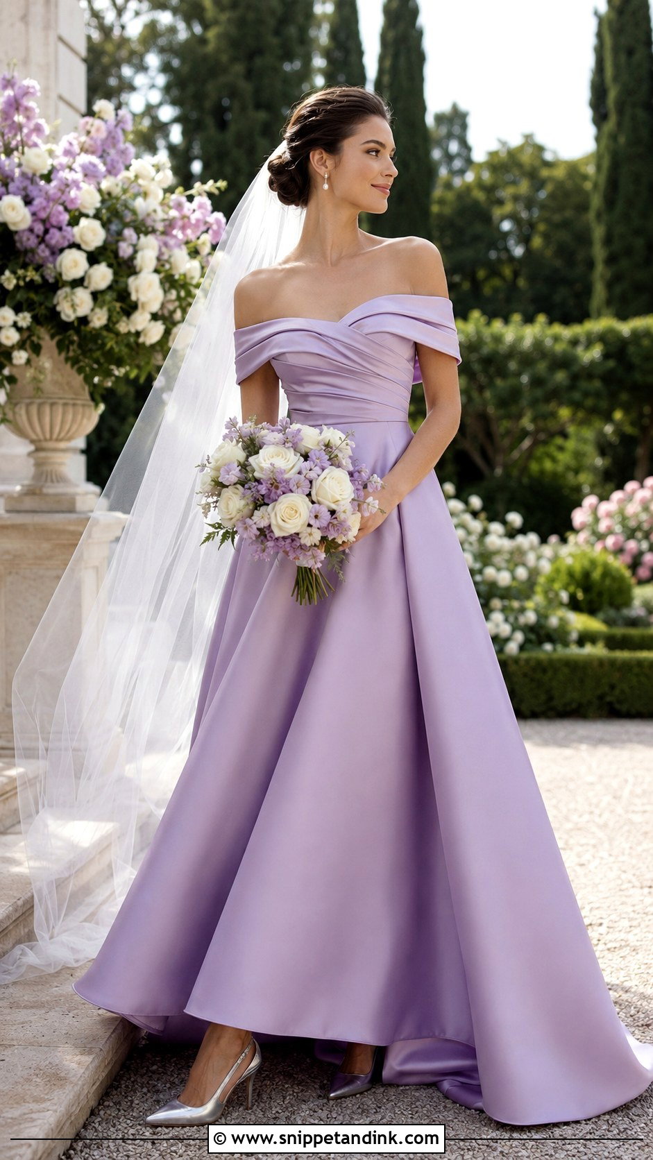 Lavender Off Shoulder Wedding Dress - Snippet and Ink - 20 Lavender Wedding Dress the Bride Ideas
