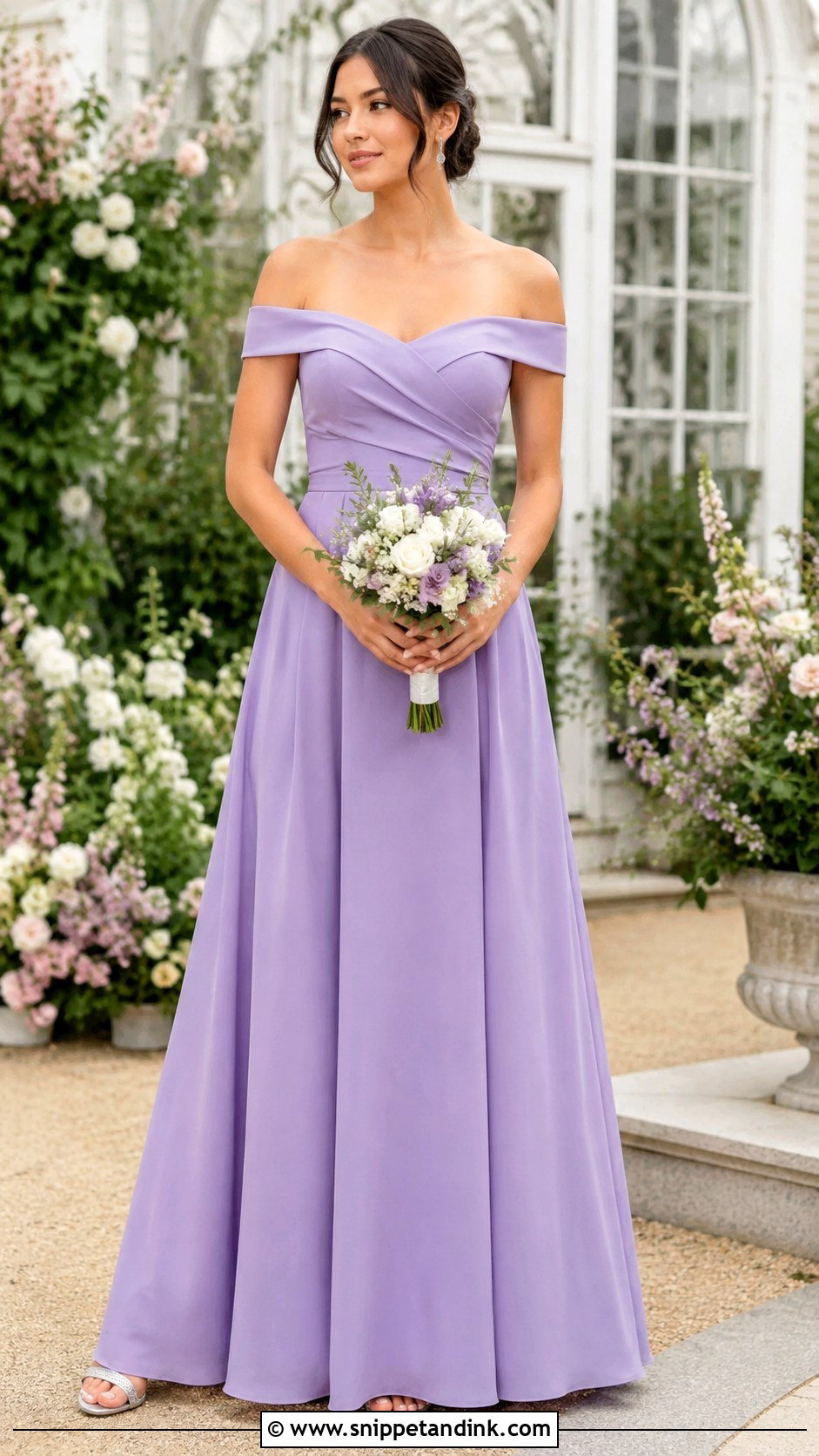 Lavender Off Shoulder Wedding Entourage Gown - Snippet and Ink - 20 Wedding Entourage Gowns