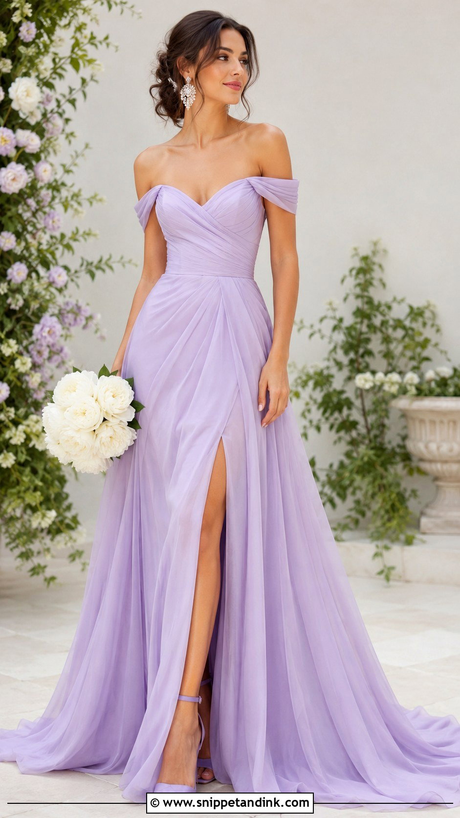 Lavender Off Shoulder Wedding Gown - Snippet and Ink - 25 Purple Wedding Gown Ideas