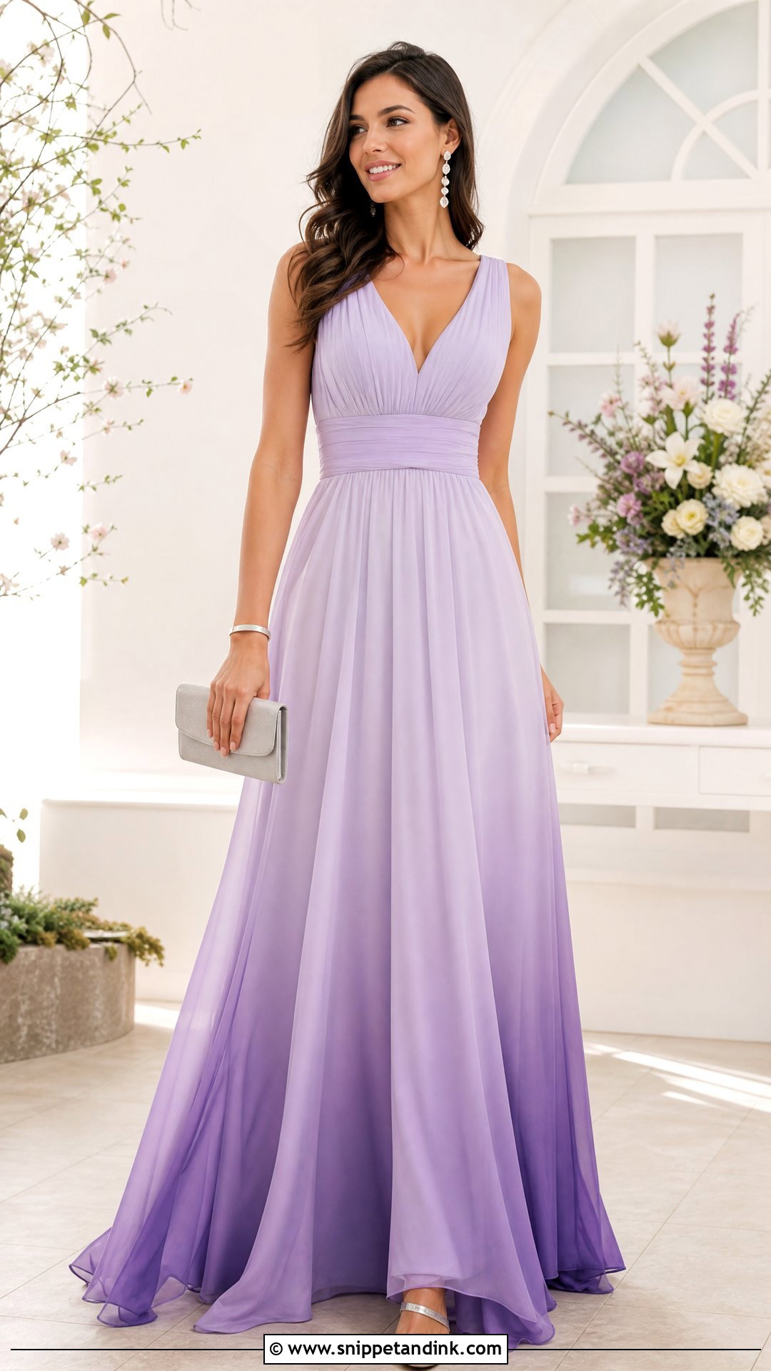 Lavender Ombre Gown With Silver Sandals - Snippet and Ink - 25 Ombre Gown Ideas