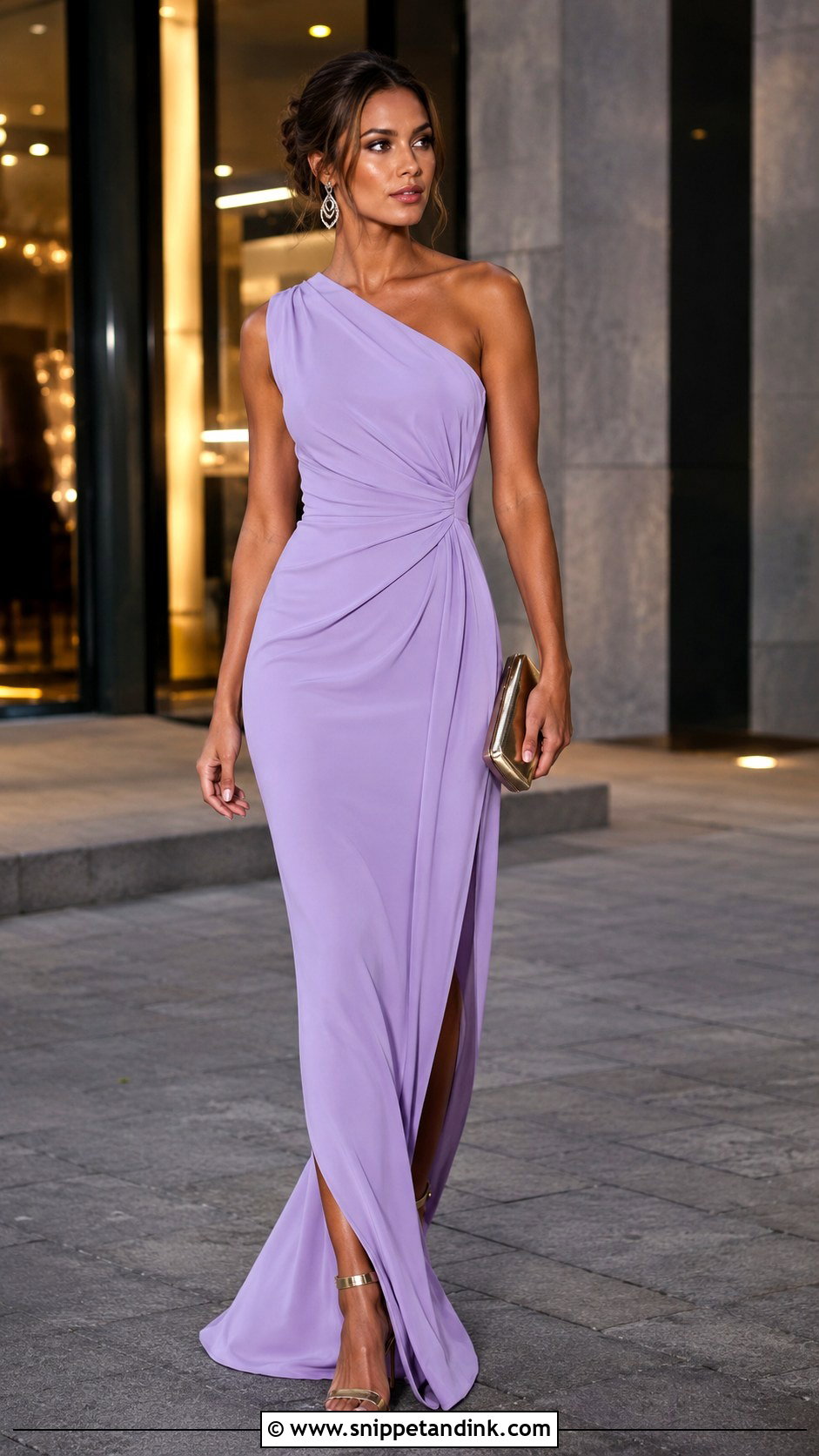 Lavender One Shoulder Gown - Snippet and Ink - 30 Lavender Gown Ideas