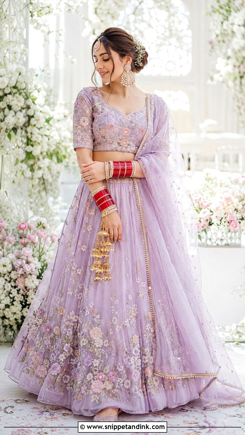 Lavender Organza Lehenga Chooda Ceremony Outfit - Snippet and Ink - 20 Chooda Ceremony Outfit Ideas