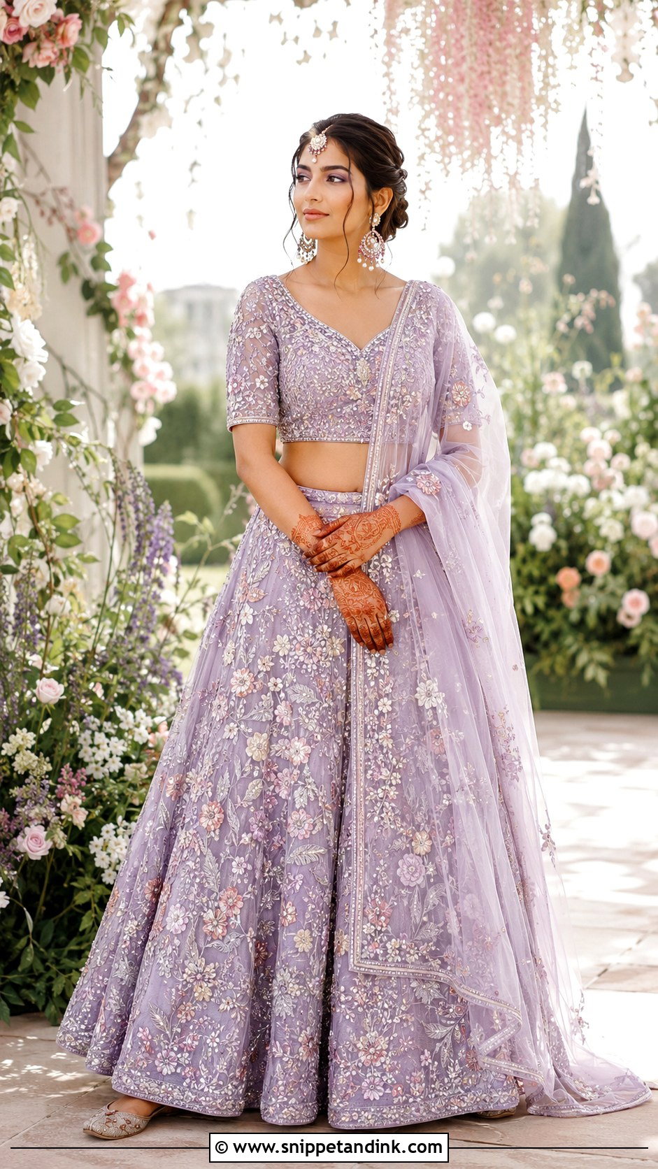 Lavender Organza Mehndi Lehenga - Snippet and Ink - 20 Bride Mehndi Dress Ideas