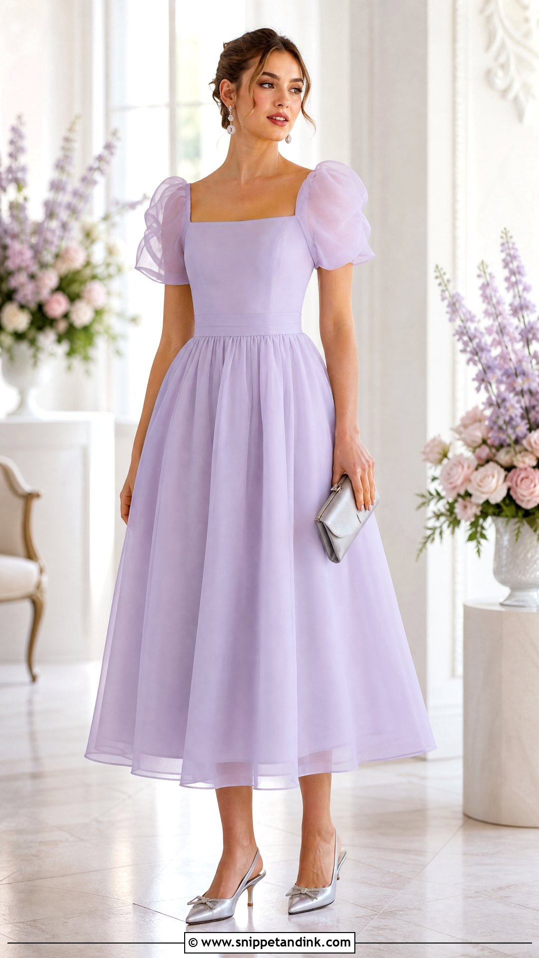 Lavender Organza Tea Length Gown - Snippet and Ink - 20 Tea Length Gown Ideas