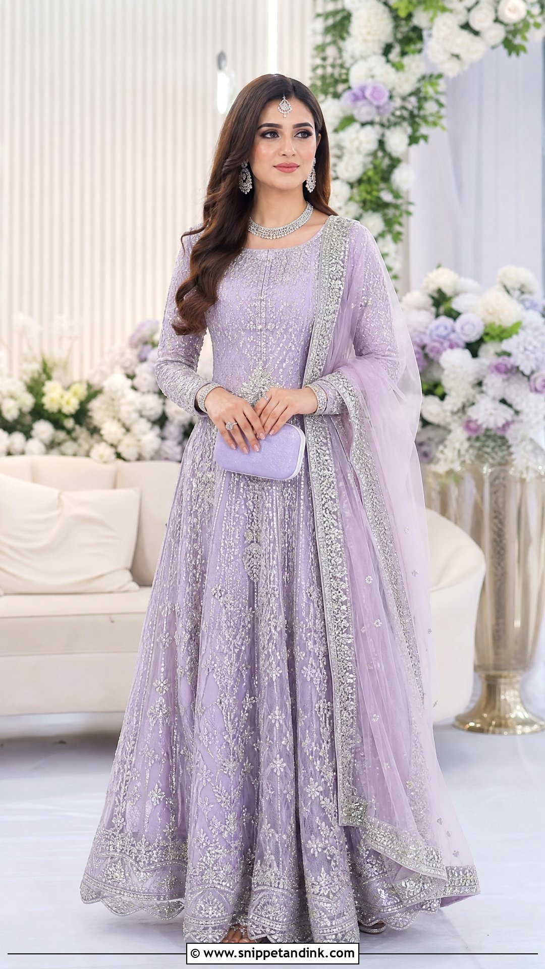 Lavender Pakistani Walima Bridal Maxi - Snippet and Ink - 20 Pakistani Walima Bridal Dresses