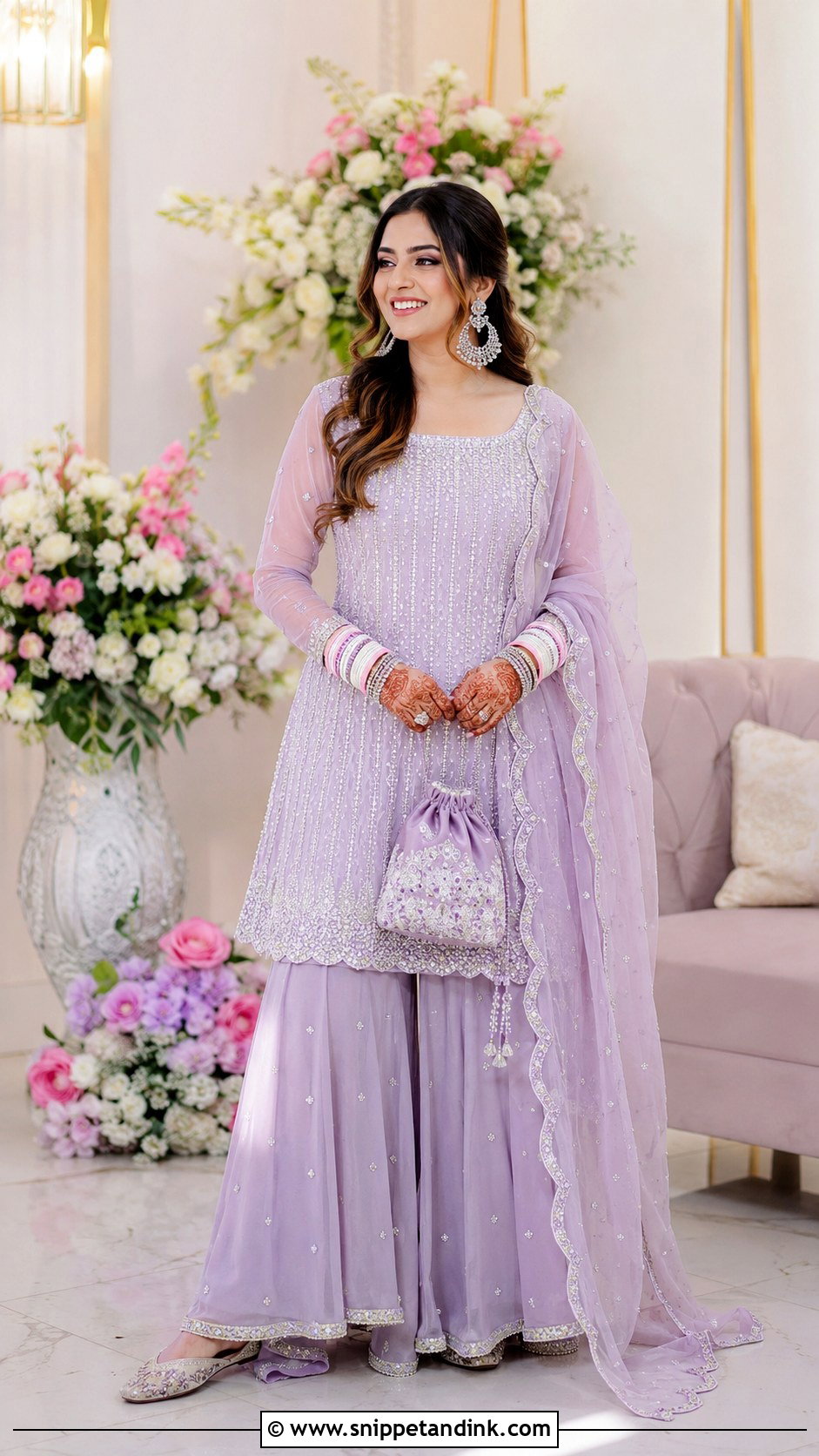 Lavender Palazzo Suit Choora Ceremony Outfit - Snippet and Ink - 20 Choora Ceremony Outfit Ideas