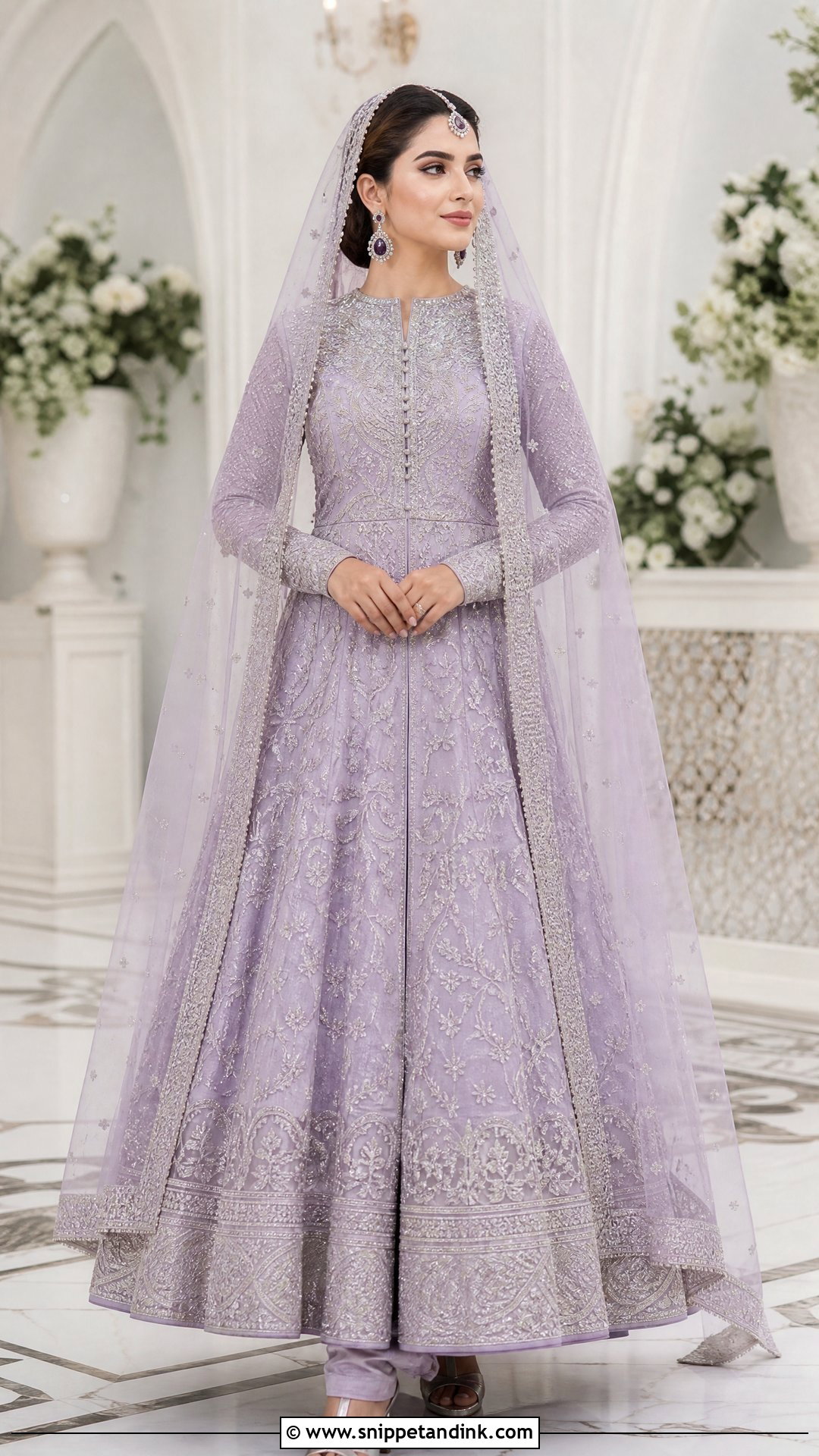 Lavender Pastel Nikkah Anarkali - Snippet and Ink - 20 Pastel Nikkah Outfit Ideas