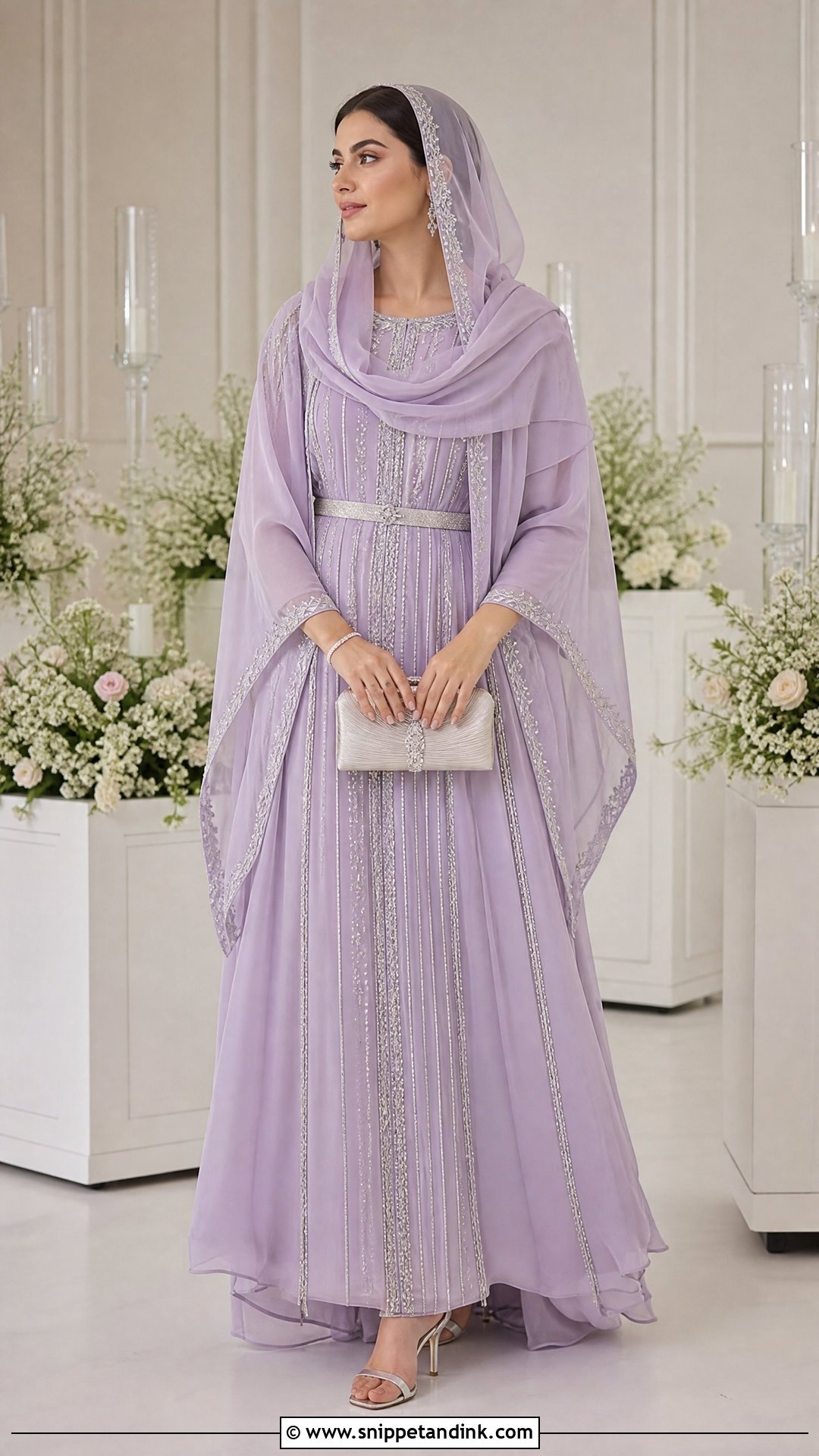 Lavender Pastel Nikkah Kaftan - Snippet and Ink - 20 Pastel Nikkah Outfit Ideas