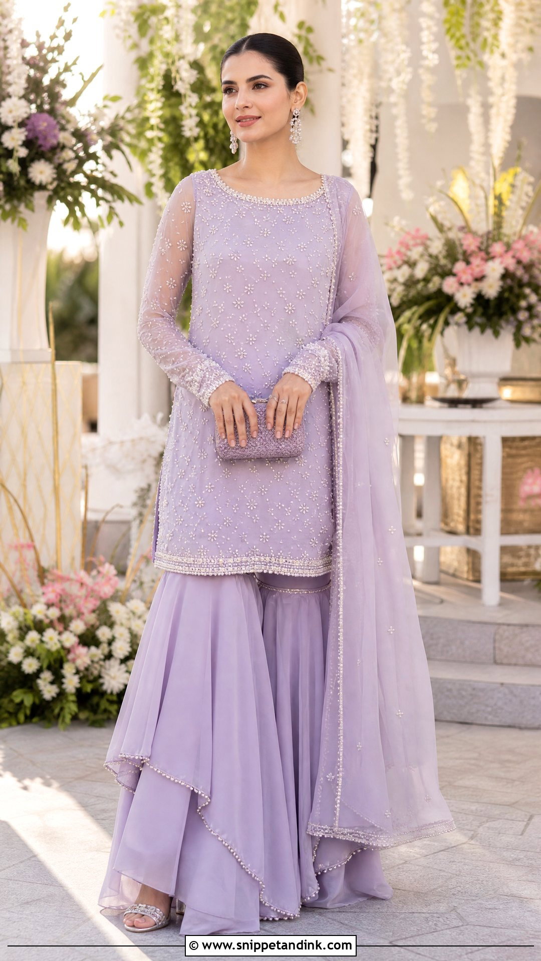 Lavender Pearl Sharara Wedding Dress - Snippet and Ink - 20 Sharara Wedding Dress Ideas