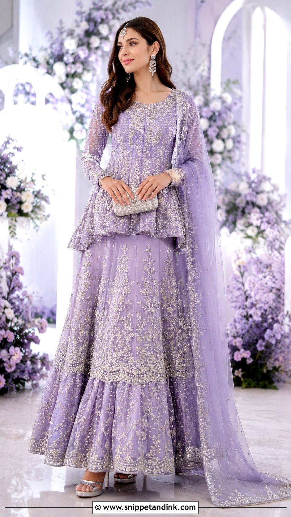 Lavender Peplum Lehenga Mangni Dress - Snippet and Ink - 20 Mangni Dress Pakistani Bridal Ideas