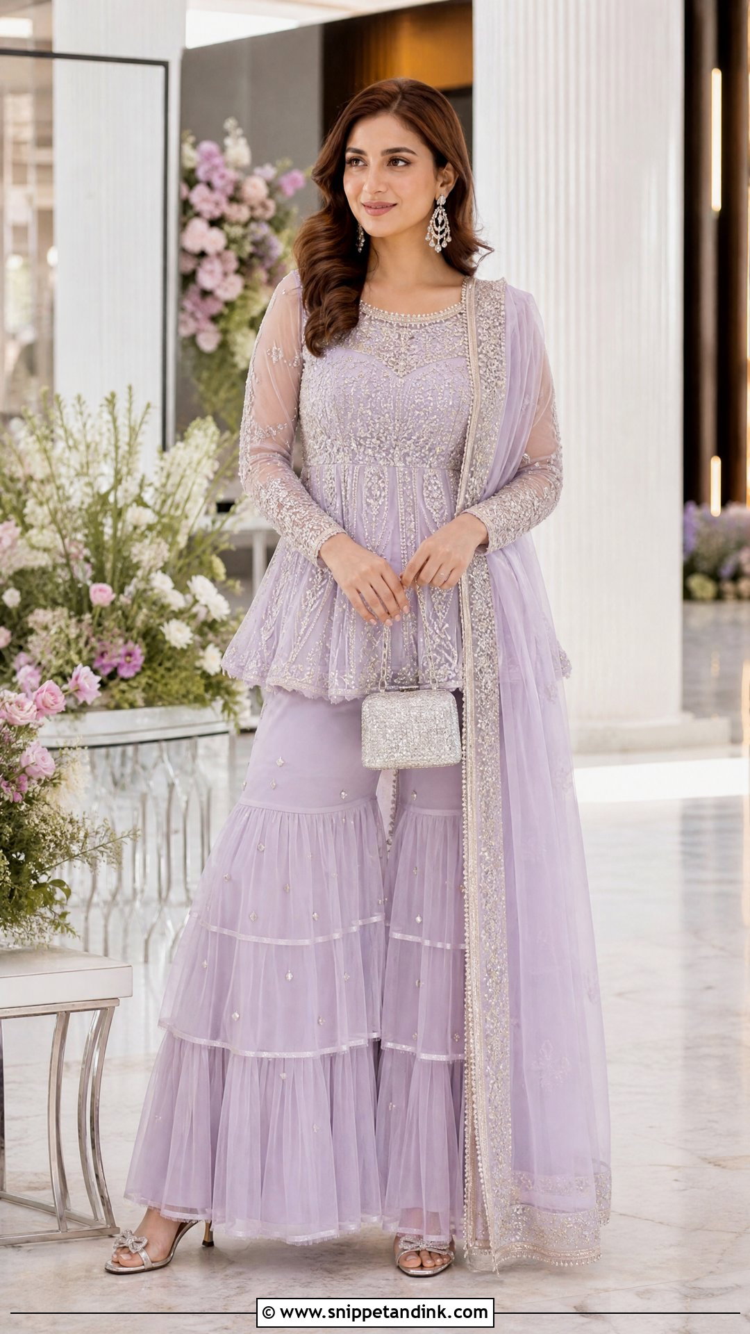 Lavender Peplum Net Sharara - Snippet and Ink - 20 Net Sharara Ideas
