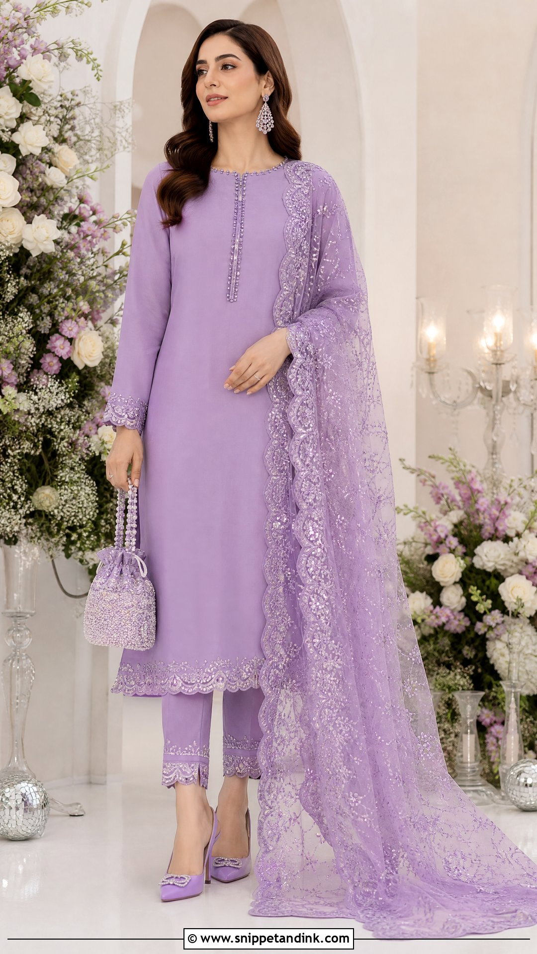 Lavender Plain Suit With Heavy Lace Dupatta - Snippet and Ink - 20 Plane Suit with Heavy Dupatta Ideas