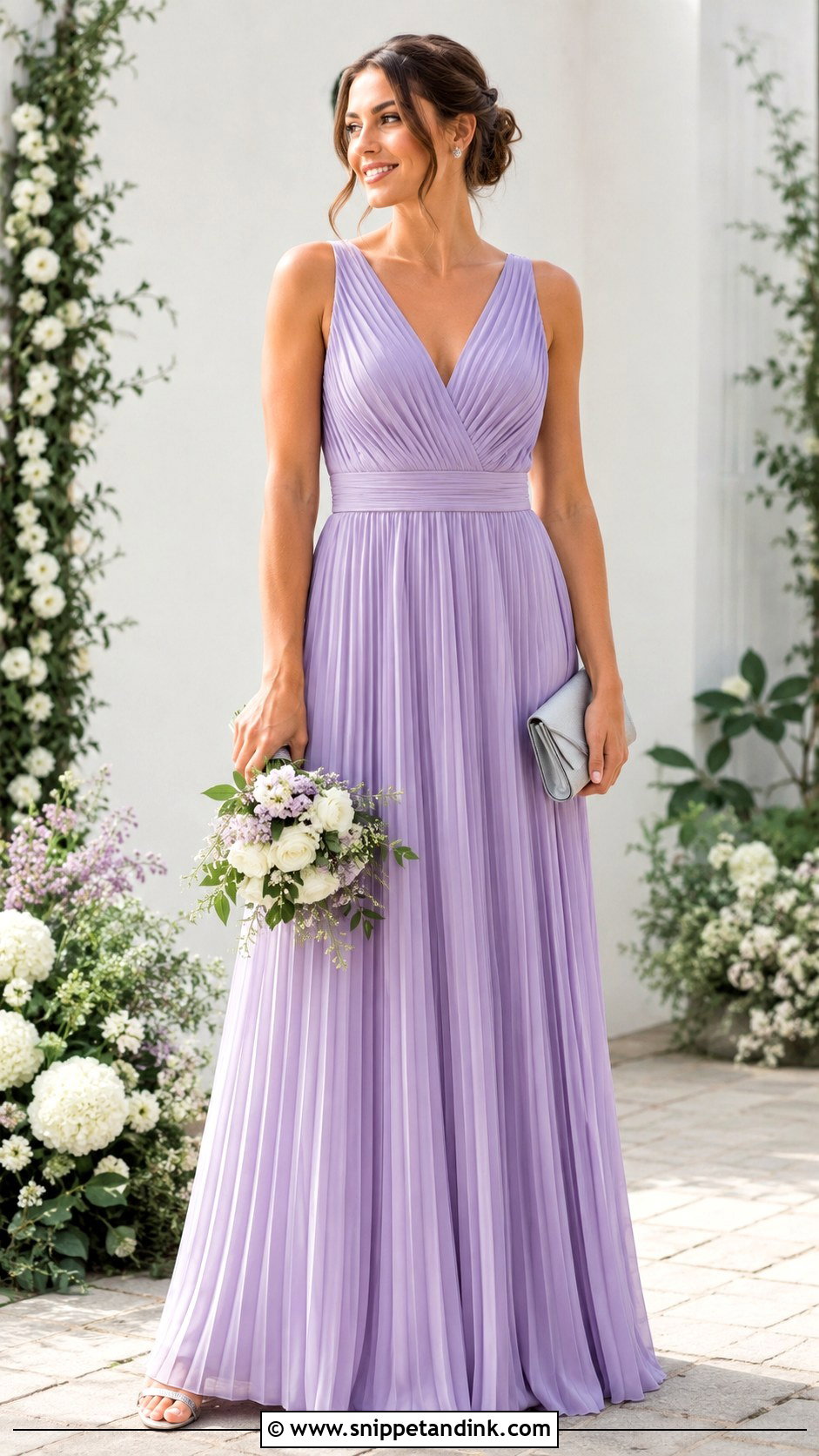 Lavender Pleated Bridesmaid Dress - Snippet and Ink - 20 Bride's Maid Dress Ideas