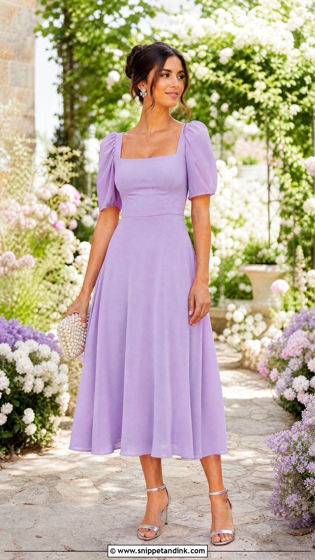 Lavender Puff Sleeve Summer Wedding Dress - Snippet and Ink - 20 Simple Summer Wedding Dress Ideas
