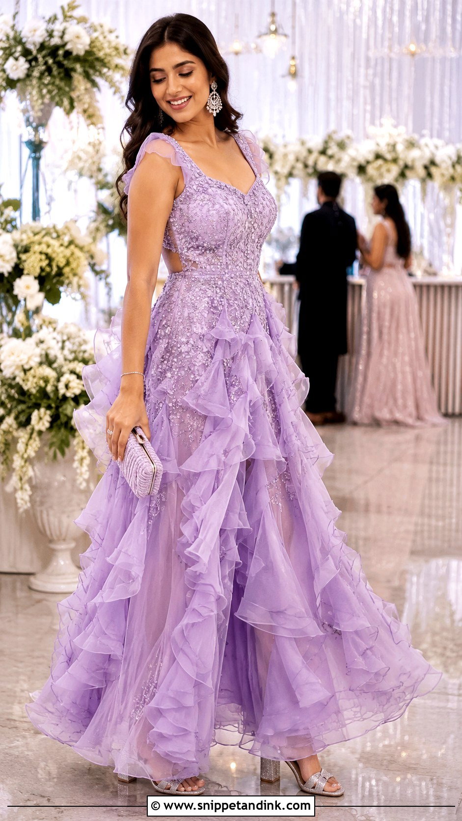Lavender Ruffle Indian Wedding Gown - Snippet and Ink - 20 Indian Wedding Gown Ideas