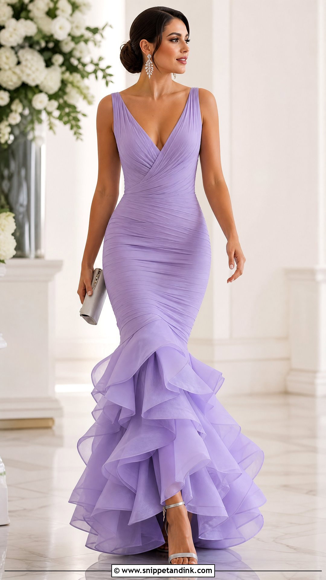Lavender Ruffle Mermaid Gown - Snippet and Ink - 20 Mermaid Tail Gown Ideas