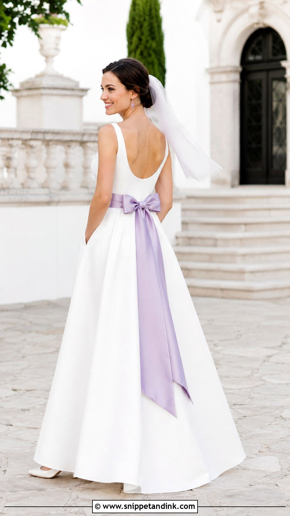 Lavender Sash Wedding Dress - Snippet and Ink - 20 Wedding Dress with Color Accents Ideas