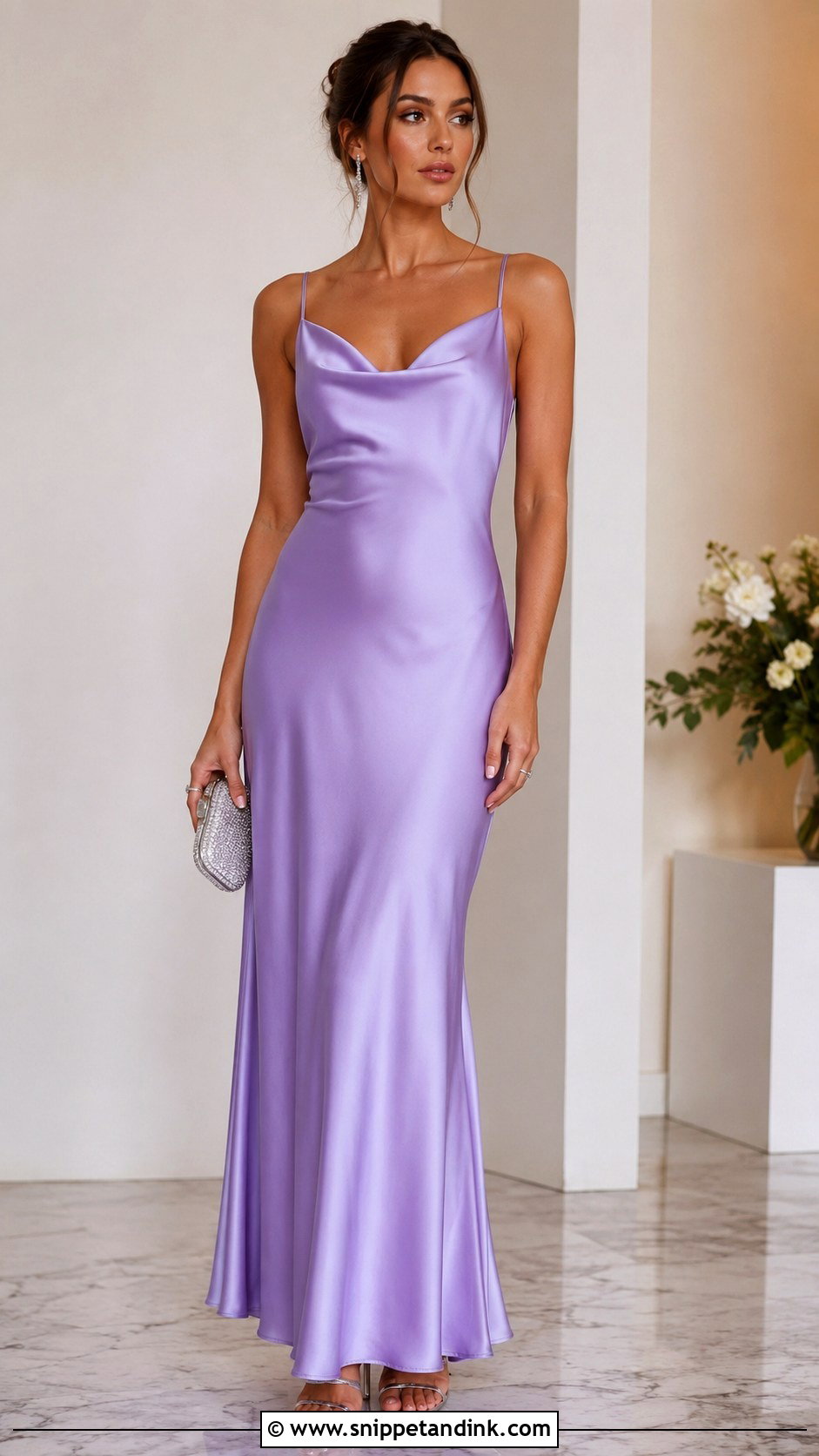 Lavender Satin Slip Gown - Snippet and Ink - 30 Lavender Gown Ideas