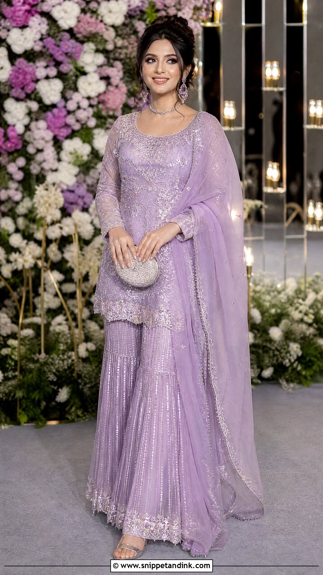 Lavender Sequin Bridal Sharara - Snippet and Ink - 20 Sharara for Bride Ideas