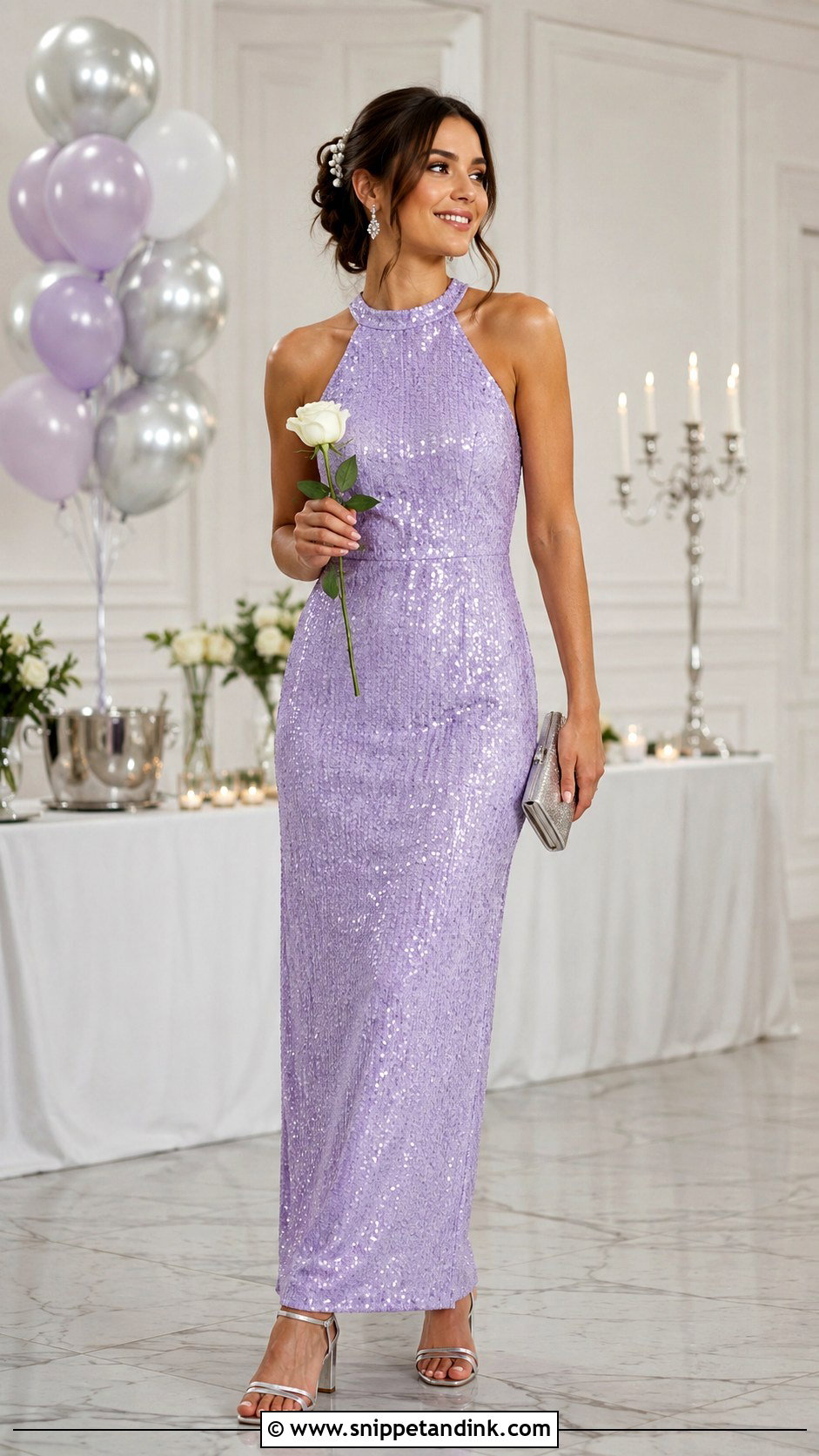 Lavender Sequin Reception Dress - Snippet and Ink - 20 Lavender Bridal Dress Ideas