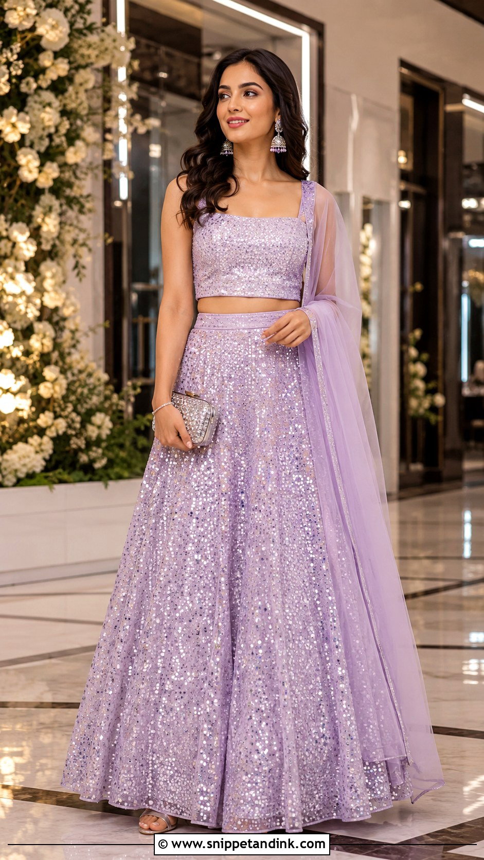 Lavender Sequin Reception Lehenga - Snippet and Ink - 20 Indian Weddings Lehnga Designs