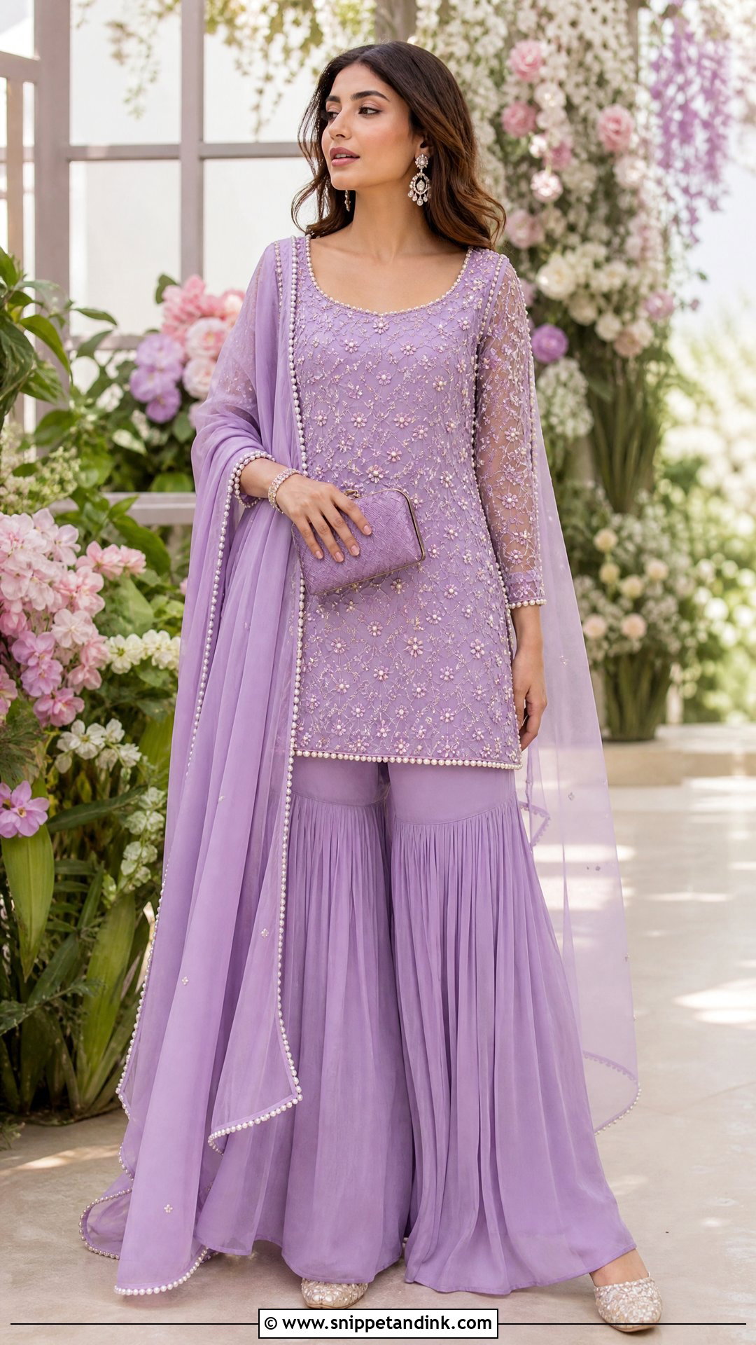 Lavender Sharara With Pearl Details - Snippet and Ink - 20 Stylish Sharara Designs for Wedding