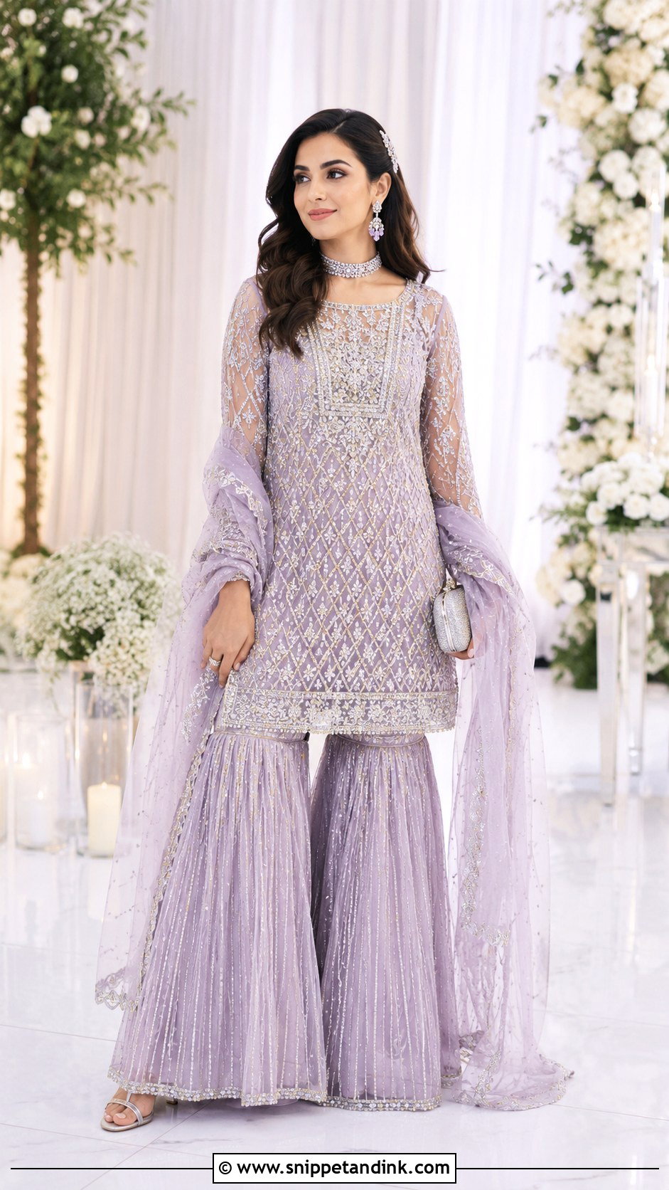 Lavender Silver Bridal Sharara Suit - Snippet and Ink - 20 Bridal Sharara Suit Ideas