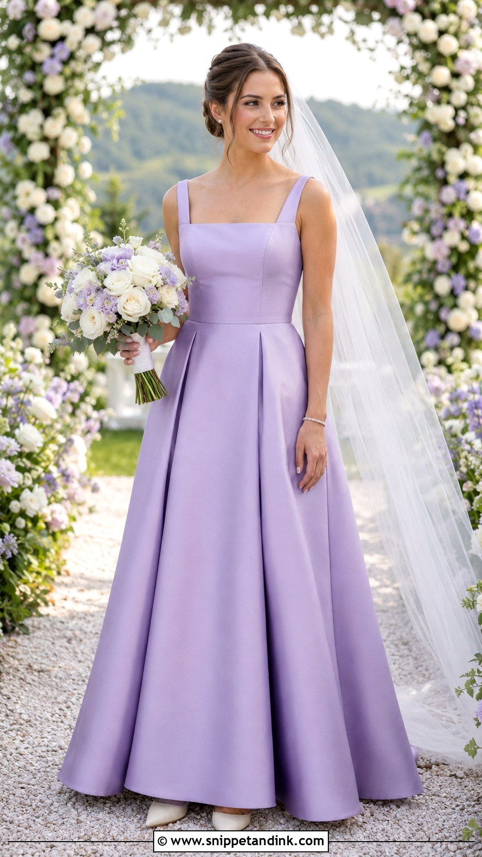 Lavender Square Neck Wedding Dress - Snippet and Ink - 30 Lavender Wedding Dress Ideas