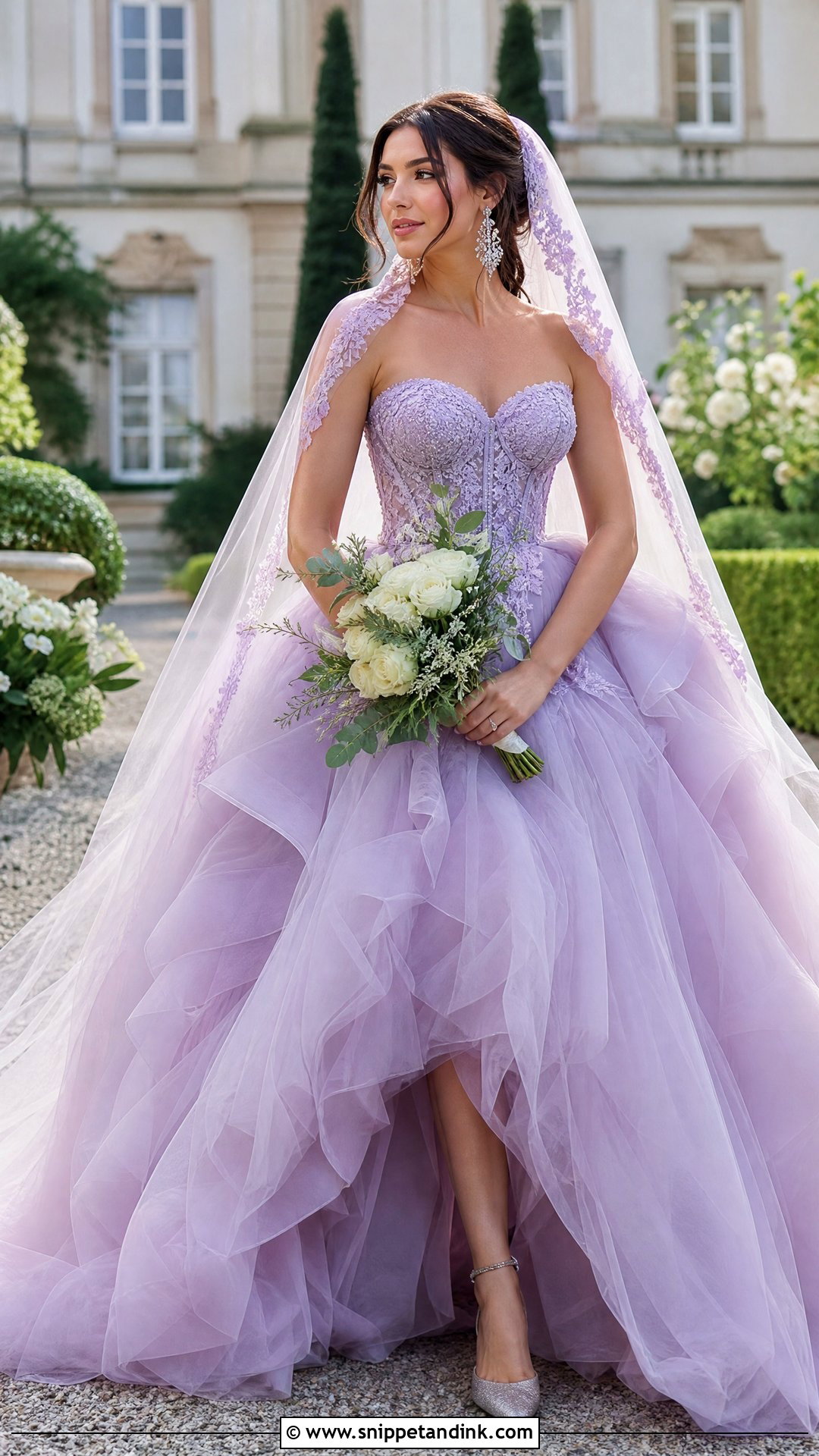 Lavender Tulle Ball Gown Bridal Look - Snippet and Ink - 20 Purple Bridal Dress Ideas