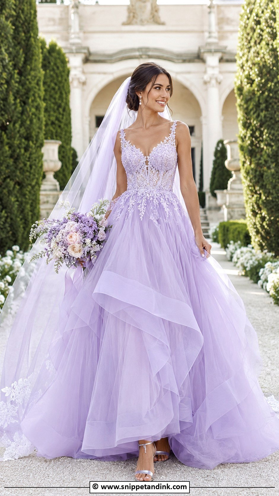Lavender Tulle Ball Gown Wedding Dress - Snippet and Ink - 30 Purple Wedding Dress Ideas