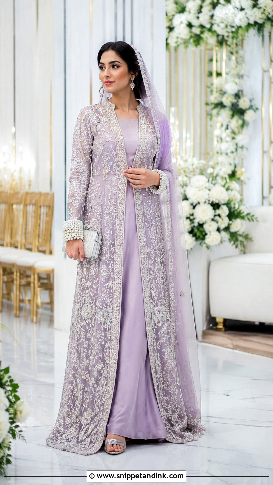 Lavender Walima Bridal Jacket Dress - Snippet and Ink - 20 Walima Bridal Dress Ideas