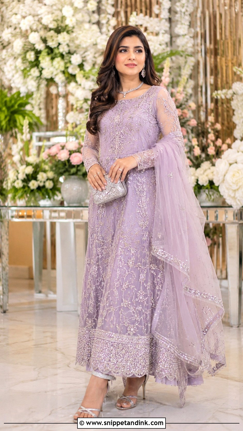 Lavender Walima Dress With Crystal Work - Snippet and Ink - 30 Pakistani Wedding Dresses