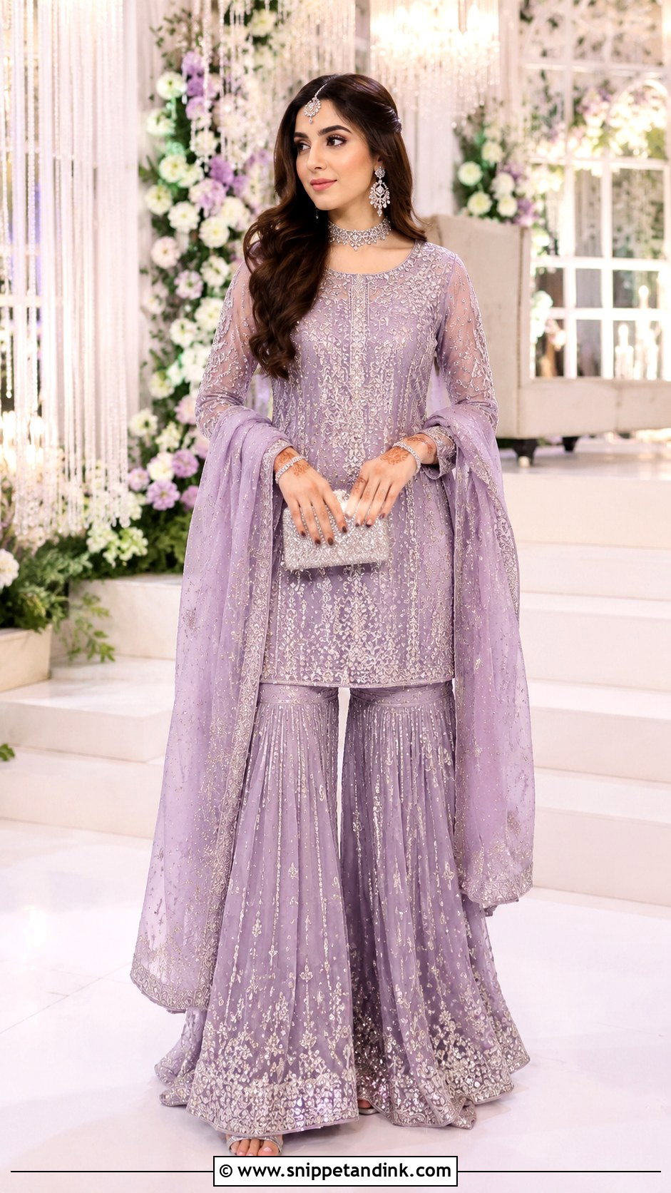 Lavender Walima Sharara Dress - Snippet and Ink - 25 Walima Bride Dresses
