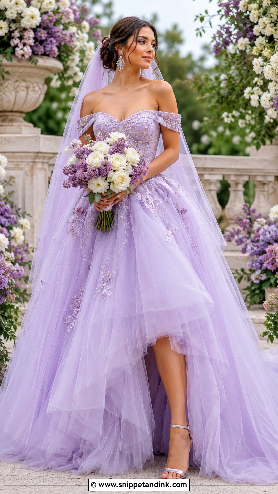 Lavender Wedding Dress With Crystal Accessories - Snippet and Ink - 20 Colorful Wedding Dresses