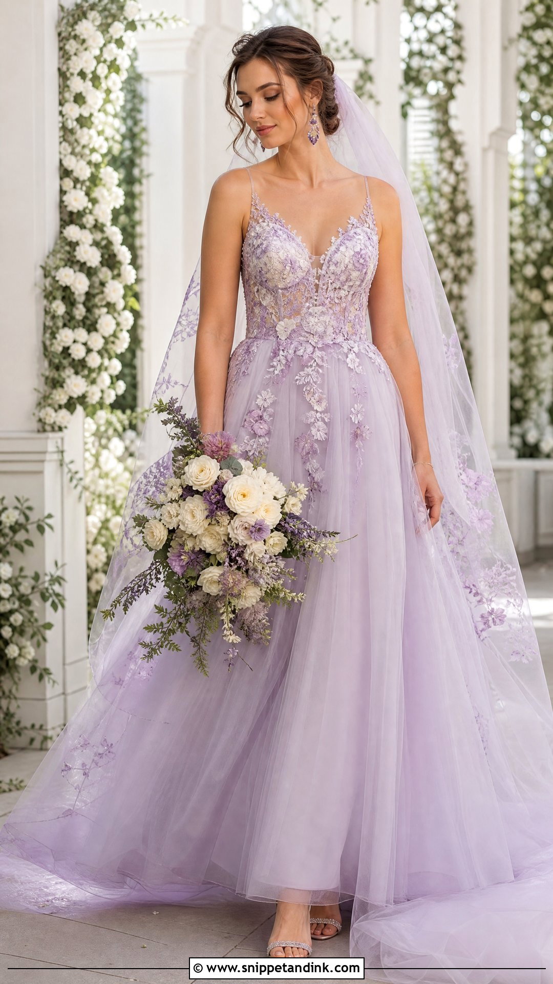 Lavender Wedding Dress With Silver Accessories - Snippet and Ink - 20 Nontraditional Wedding Dress Color Ideas
