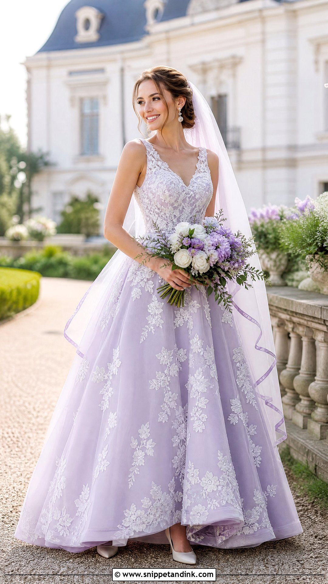 Lavender and White Bridal Gown - Snippet and Ink - 20 Purple Bridal Dress Ideas