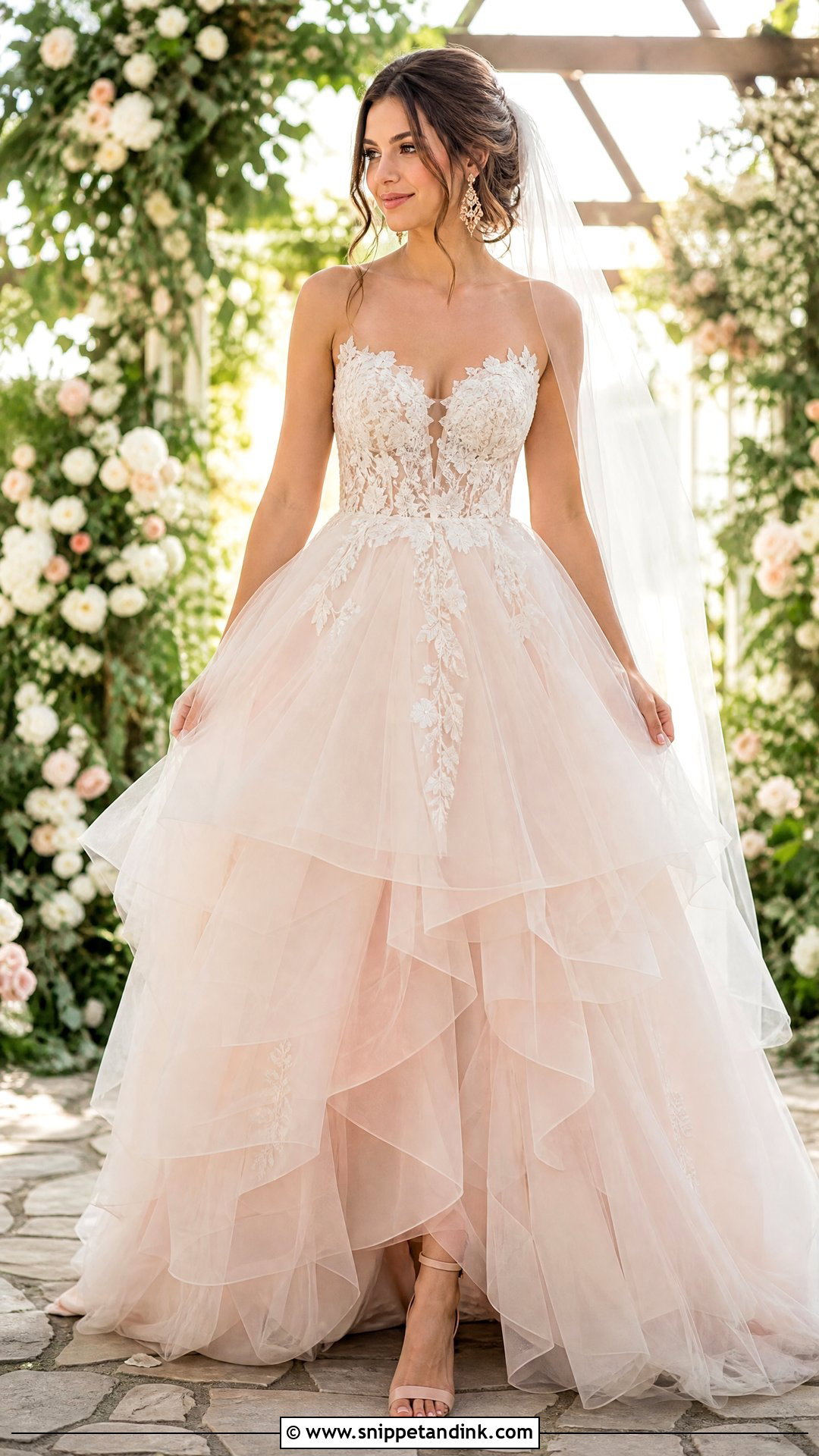 Layered Blush Wedding Dress - Snippet and Ink - 25 Layered Wedding Dress Ideas