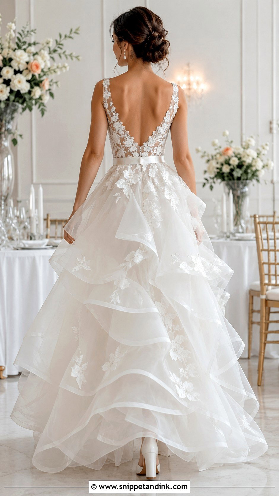 Layered Bustle With Organza Gown - Snippet and Ink - 20 Bustle Types Ideas