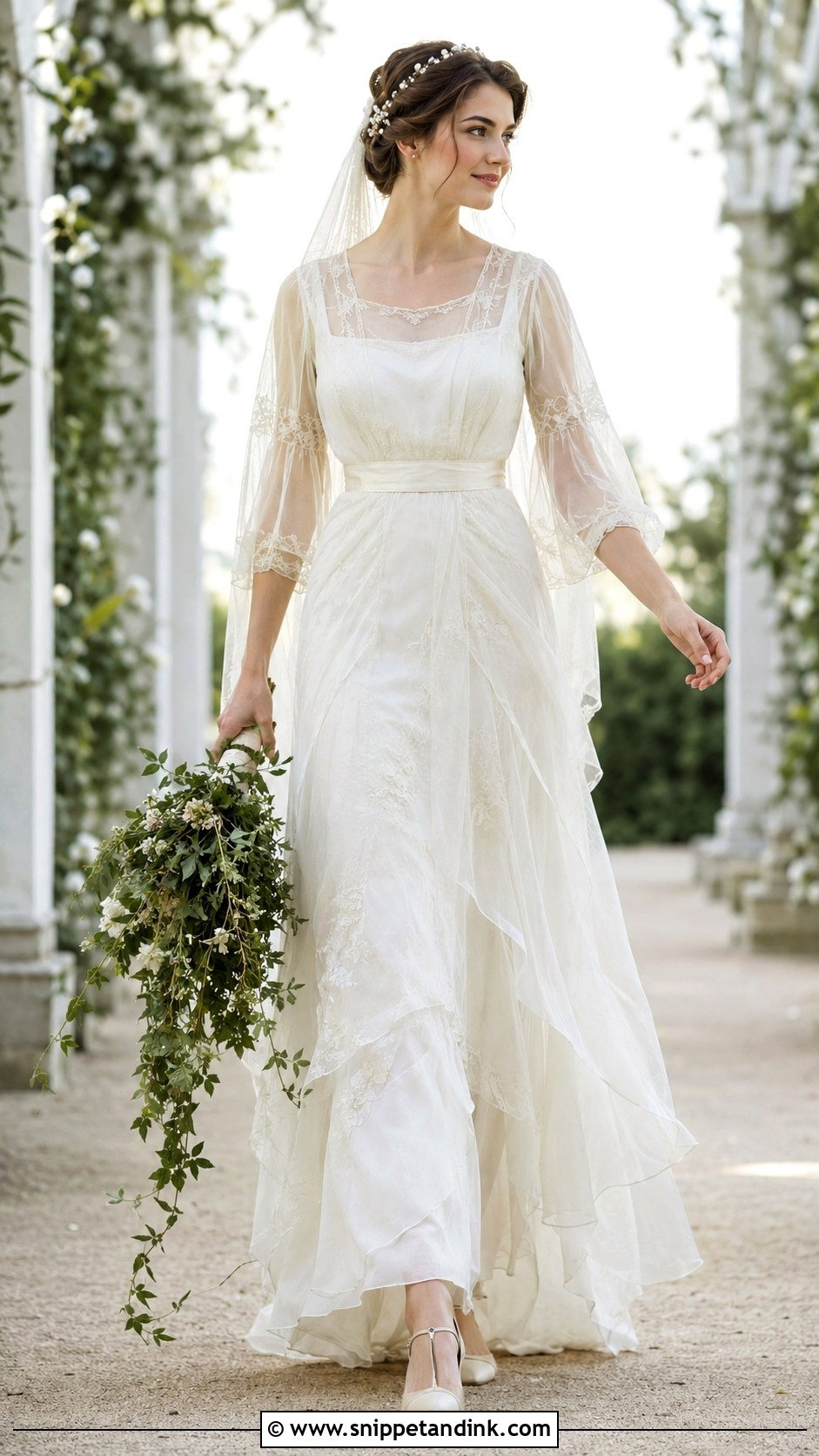 Layered Chiffon 1910s Wedding Dress - Snippet and Ink - 20 1910s Wedding Dress Ideas