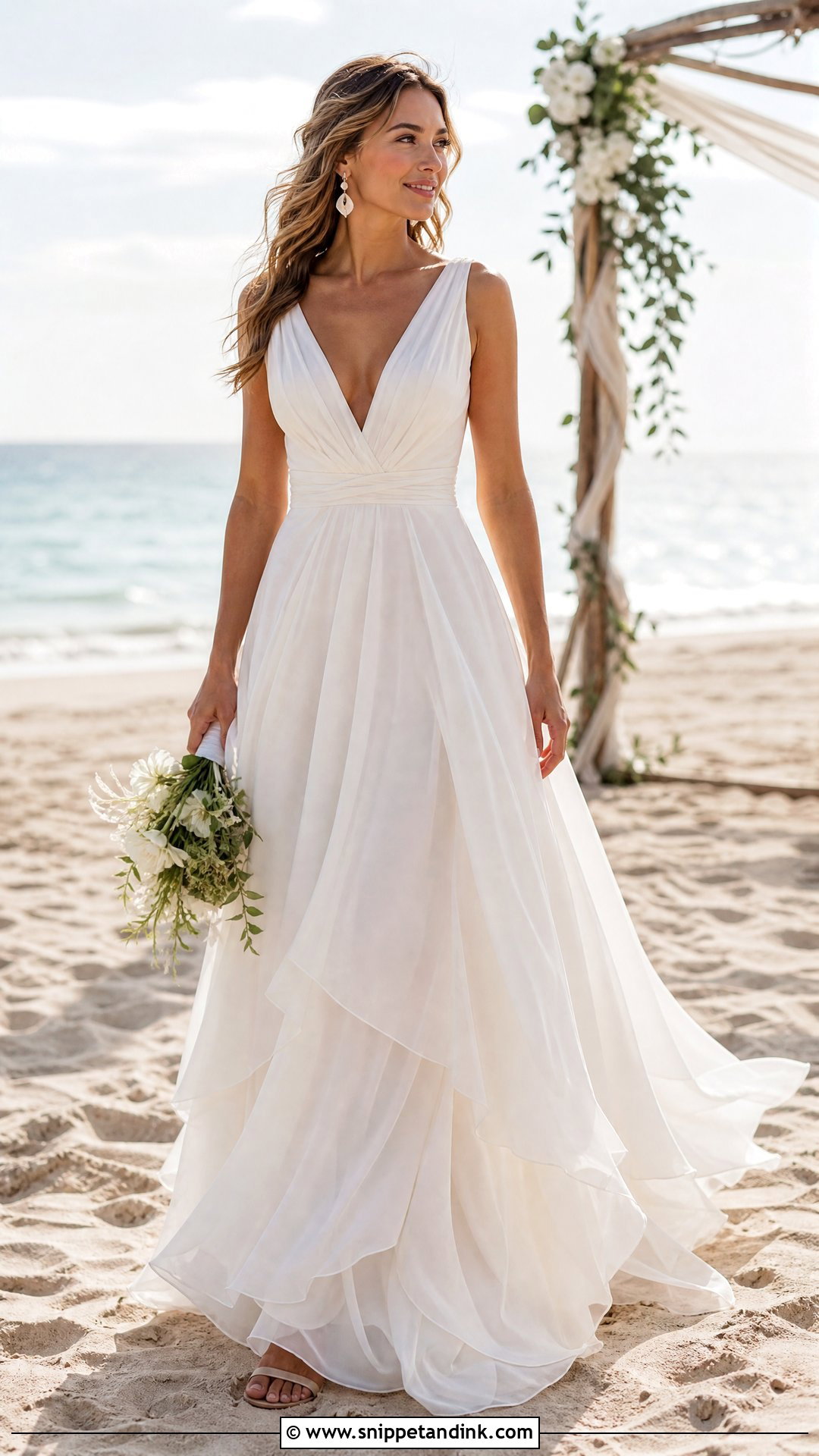 Layered Chiffon Beach Wedding Dress - Snippet and Ink - 25 Layered Wedding Dress Ideas