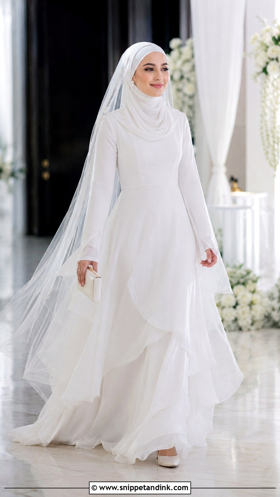 Layered Chiffon Bride Abaya - Snippet and Ink - 20 Bride Abaya Ideas