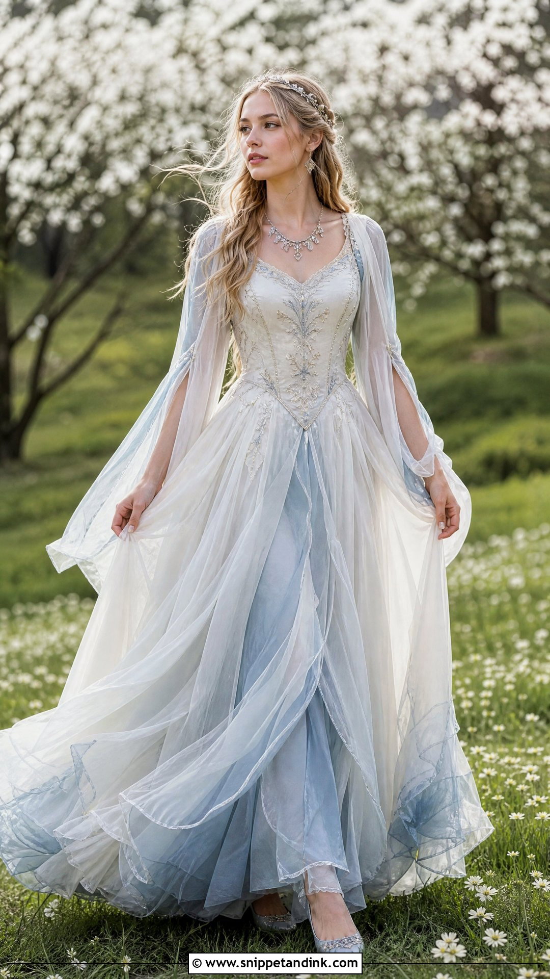 Layered Chiffon Medieval Fantasy Wedding Dress - Snippet and Ink - 25 Medieval Fantasy Wedding Dress Ideas