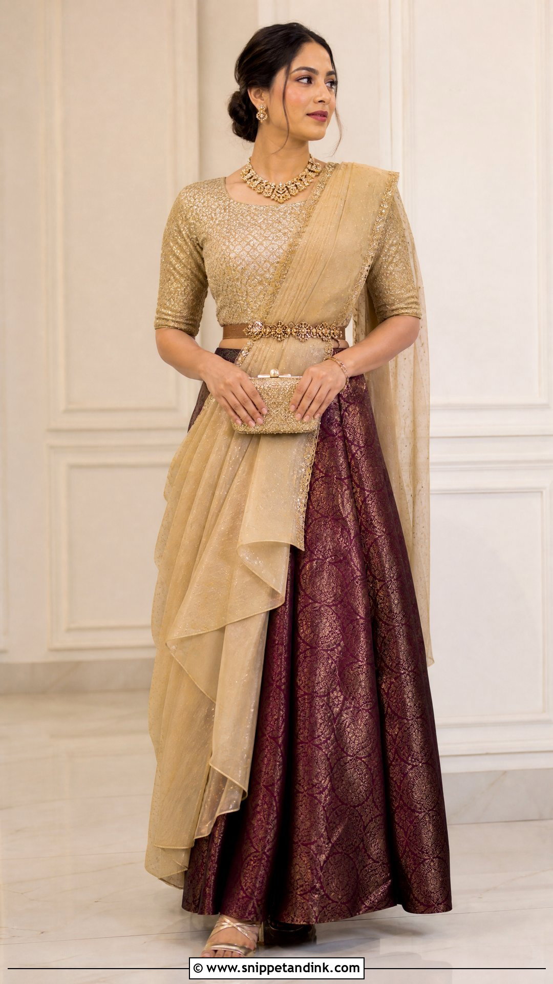 Layered Dupatta Wedding Thavani - Snippet and Ink - 20 Thavani Styles for Wedding