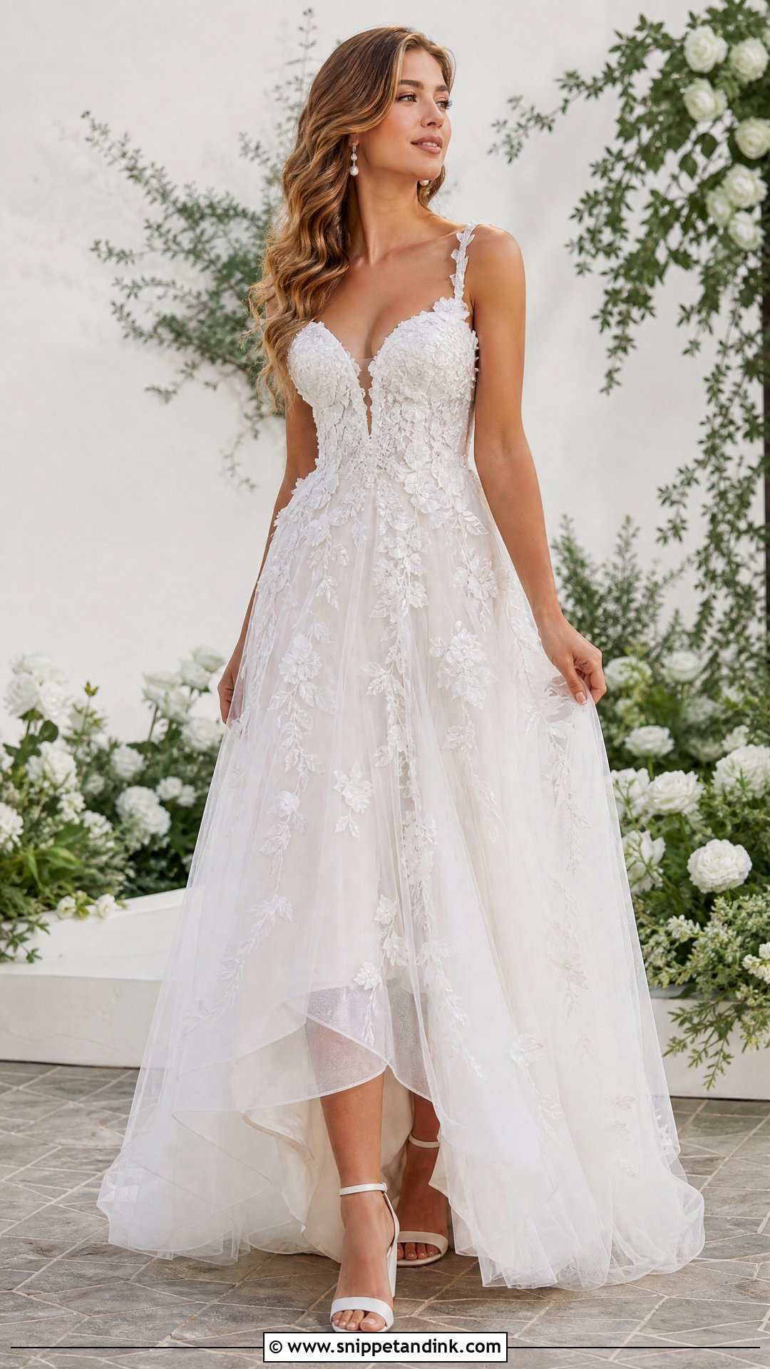 Layered Floral Applique Wedding Dress - Snippet and Ink - 25 Layered Wedding Dress Ideas