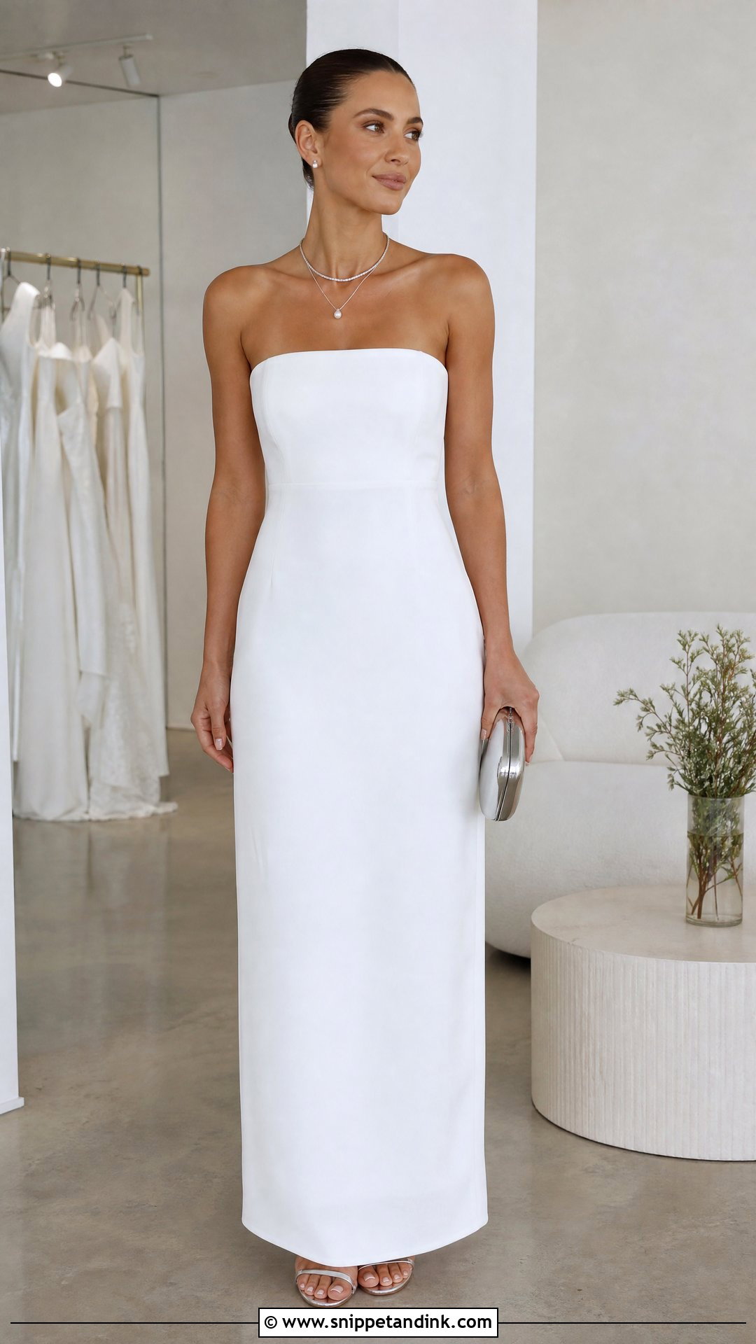 Layered Necklaces With Strapless Wedding Dress - Snippet and Ink - 20 Wedding Dress Necklace Ideas