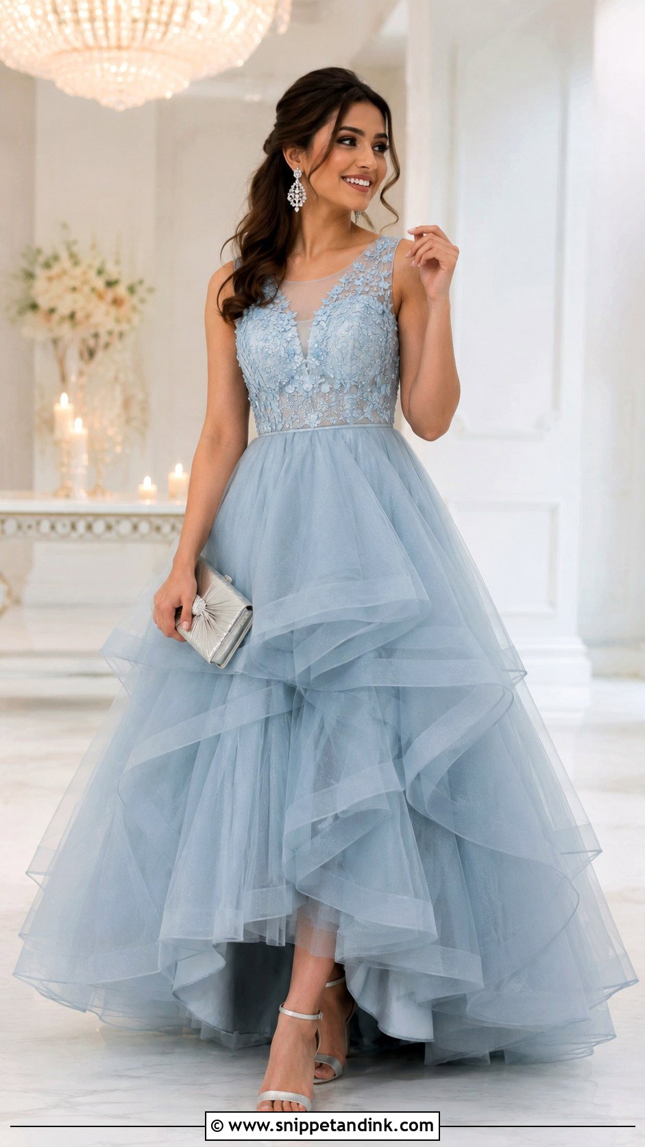 Layered Net Long Frock for Wedding - Snippet and Ink - 20 Long Frock for Wedding Ideas