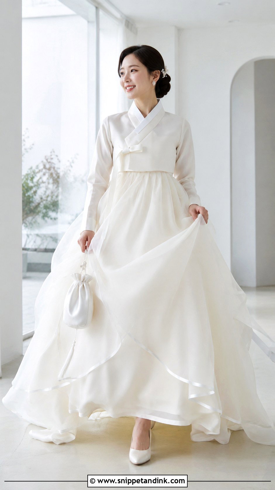 Layered Organza Hanbok Wedding Dress - Snippet and Ink - 20 Hanbok Wedding Dress Ideas