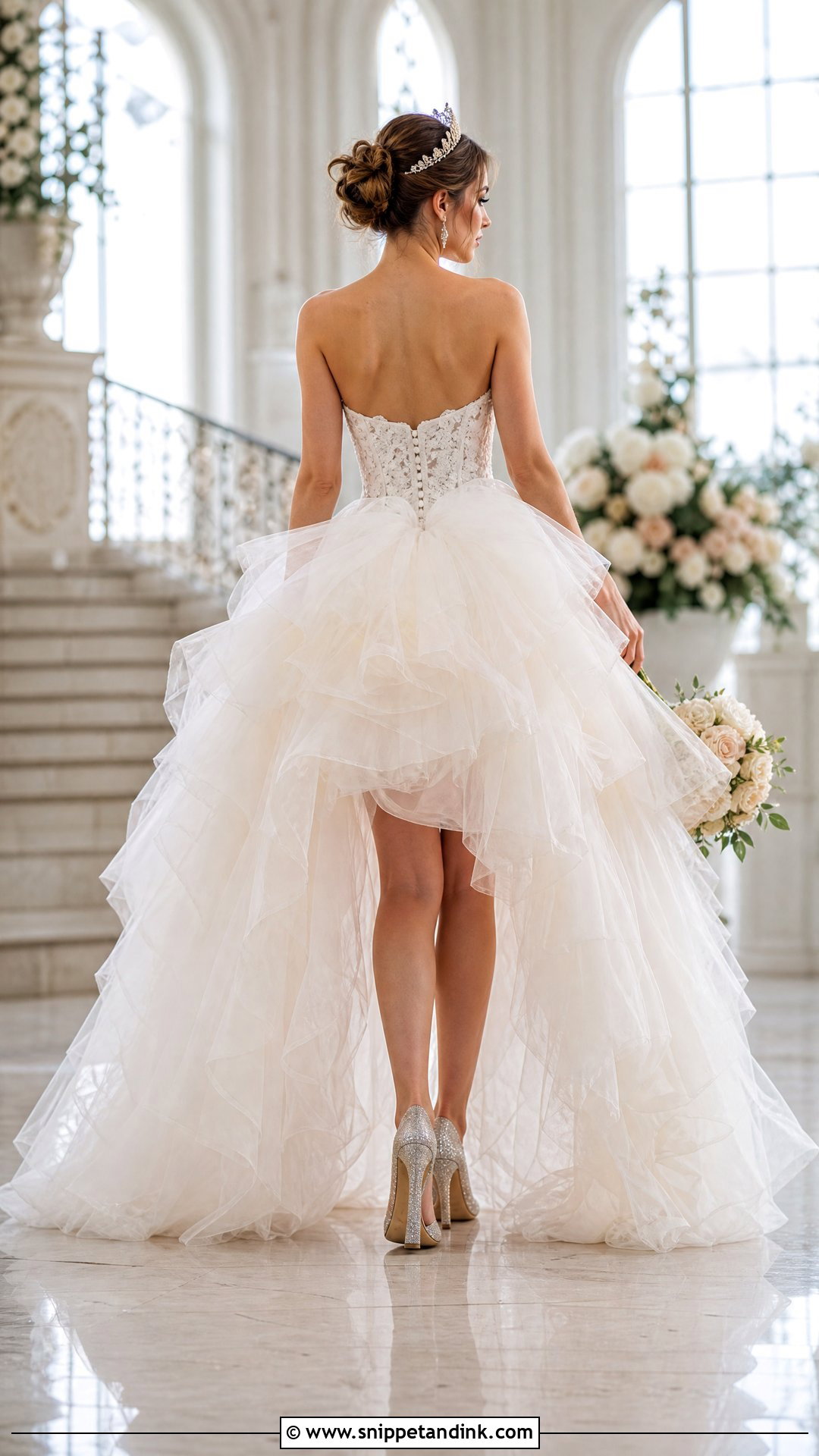 Layered Tulle Bustle for a Princess Wedding Dress - Snippet and Ink - 20 Wedding Dress Train Bustle Ideas