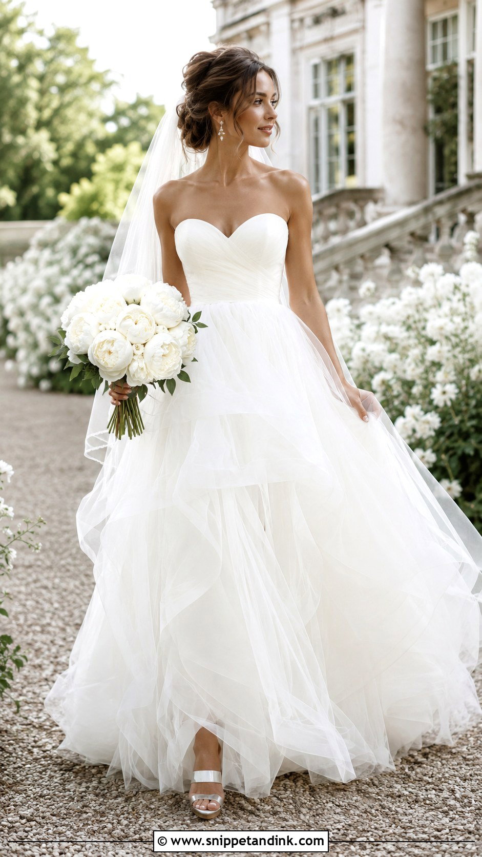 Layered Tulle Floor Length Wedding Dress - Snippet and Ink - 20 Floor Length Wedding Dress Ideas