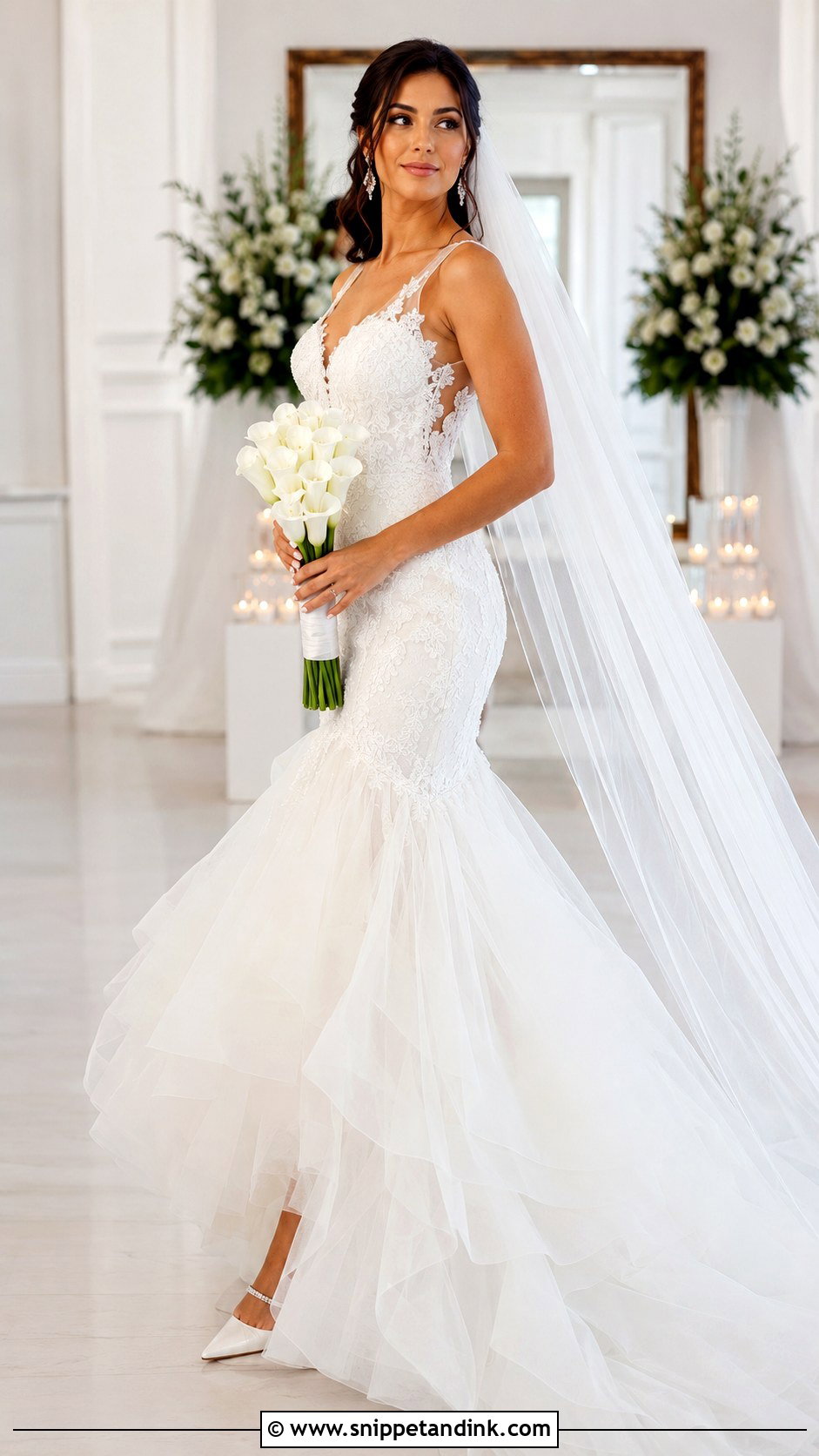 Layered Tulle Mermaid Wedding Dress - Snippet and Ink - 20 Layered Tulle Wedding Dress Ideas